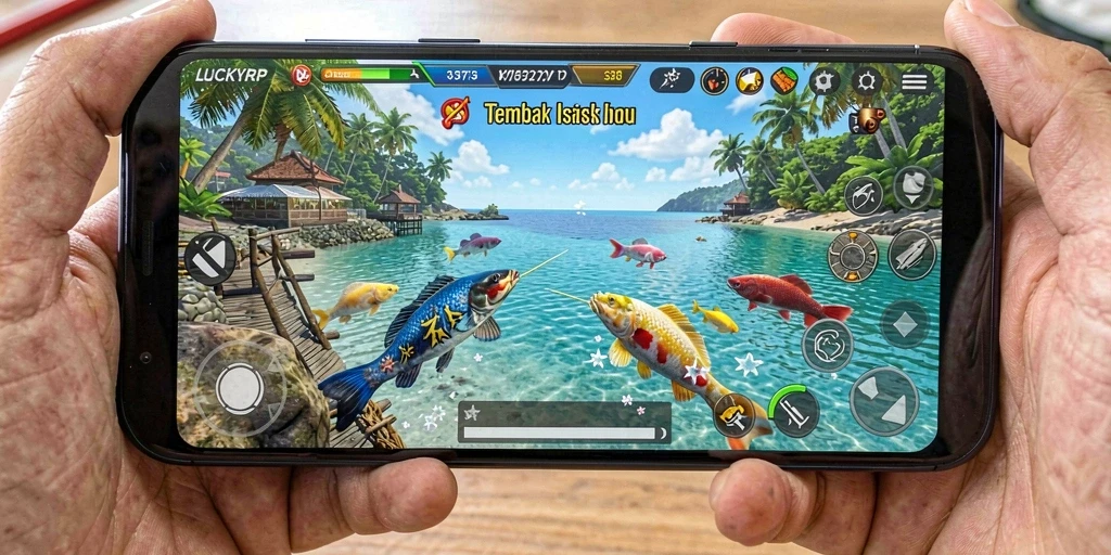 Gameplay seru dalam LUCKYRP dengan banyak ikan untuk ditangkap.