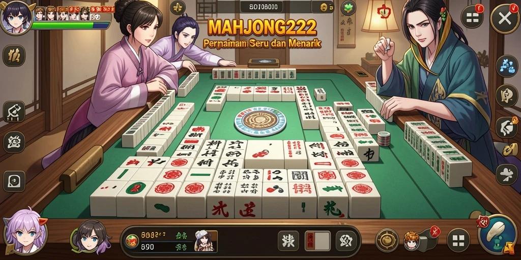 Screenshot gameplay MAHJONG222 dengan karakter anime menarik dan tantangan seru.