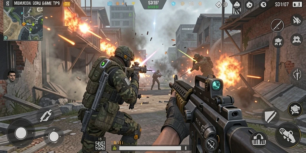 Gameplay seru dalam pertempuran TPS yang mendebarkan.