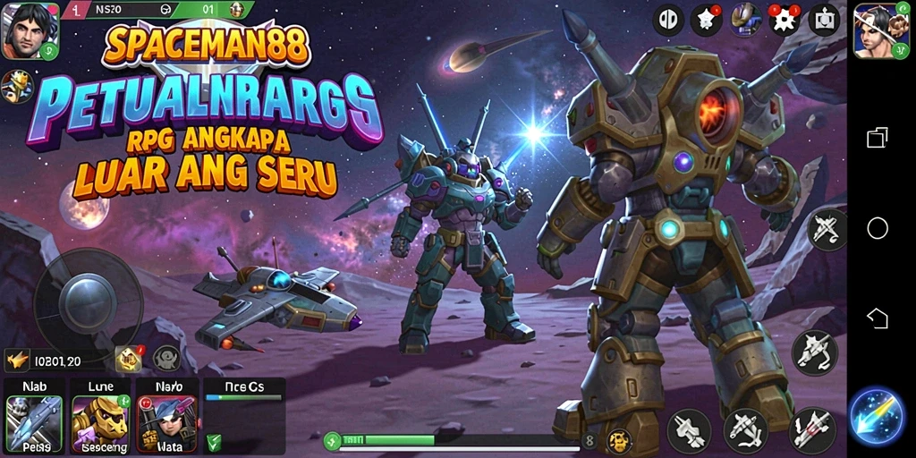 Tampilan gameplay RPG yang epik di luar angkasa.
