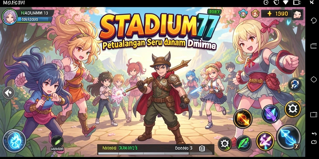 Screenshot gameplay STADIUM77 yang mengasyikkan dengan karakter anime.