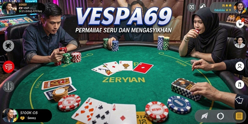 Screenshot VESPA69 menunjukkan gameplay poker yang mendebarkan.