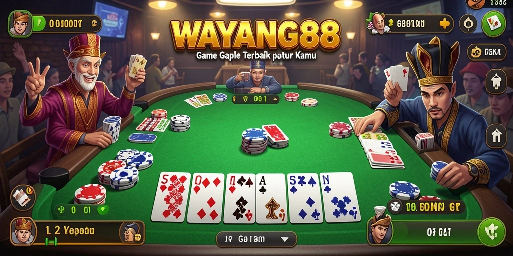 Tampilan gameplay seru di WAYANG88 dengan suasana Gaple yang menarik.